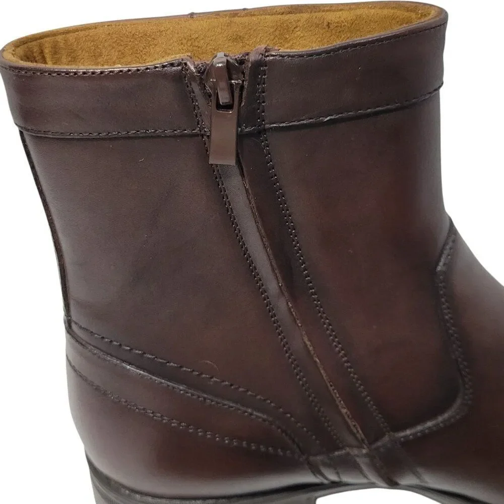 Florsheim Midtown‎ Boot Zip Plain Toe Mens Size 11 D Brown Genuine Leather NEW